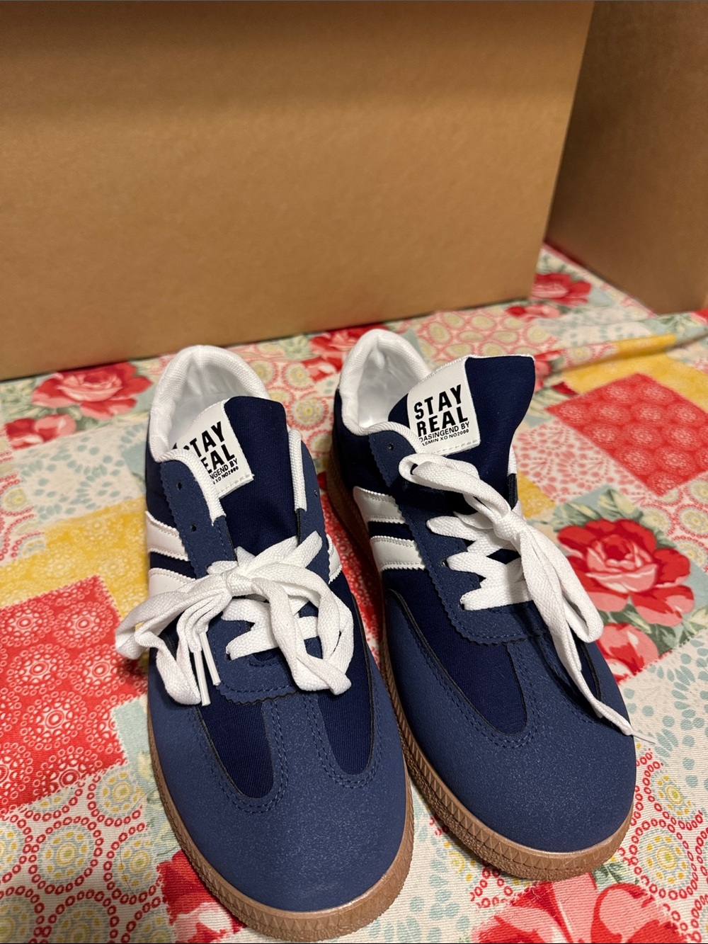 Stay Real Navy & White Retro Sneakers